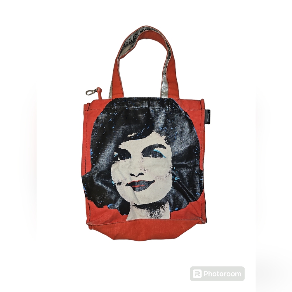 ANDY WARHOL x Loop NYC Red Jackie O Bag Distressed Tote Canvas Bag.